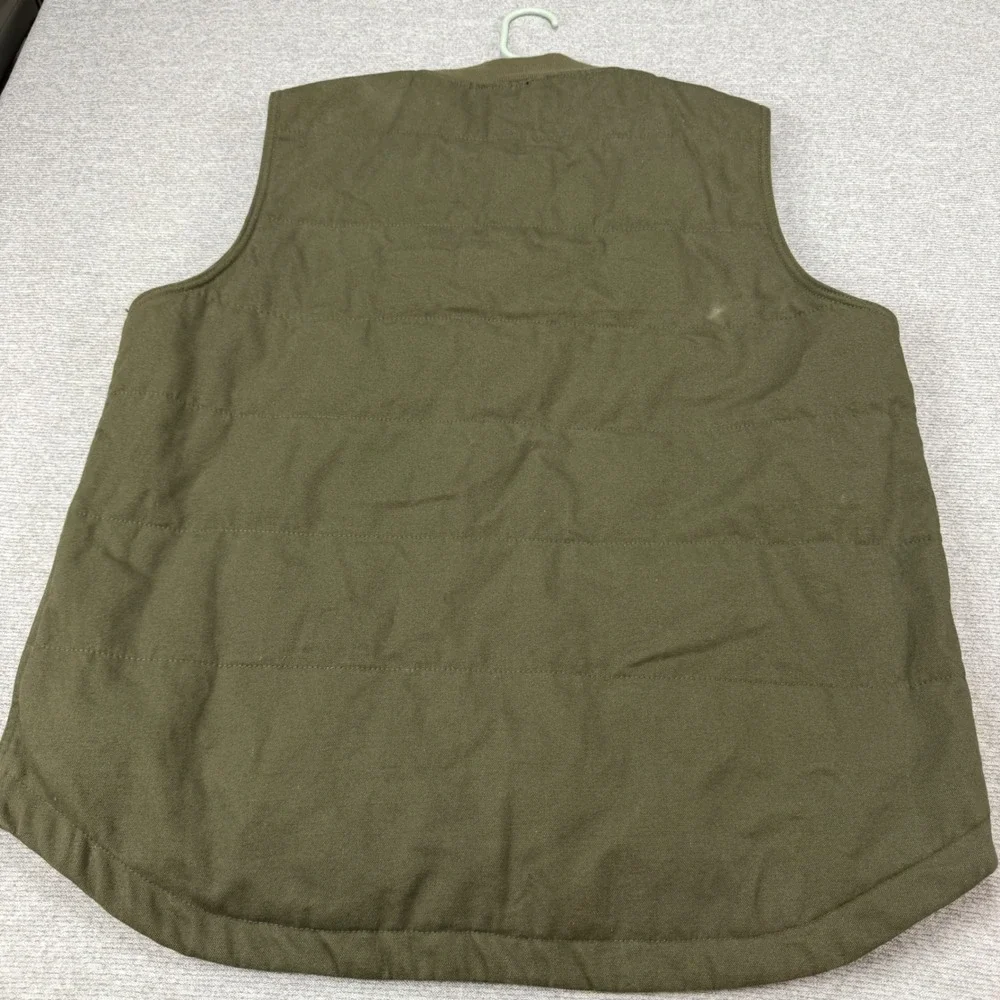 Wrangler‎ Workwear Mens XL Canvas Quilted Utility Vest Olive Green Full Zip